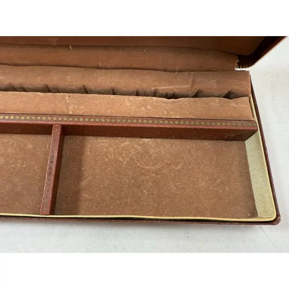 Vintage Shields Men's Leather Dresser Valet Box | Gold Tooled Crown, 1960s